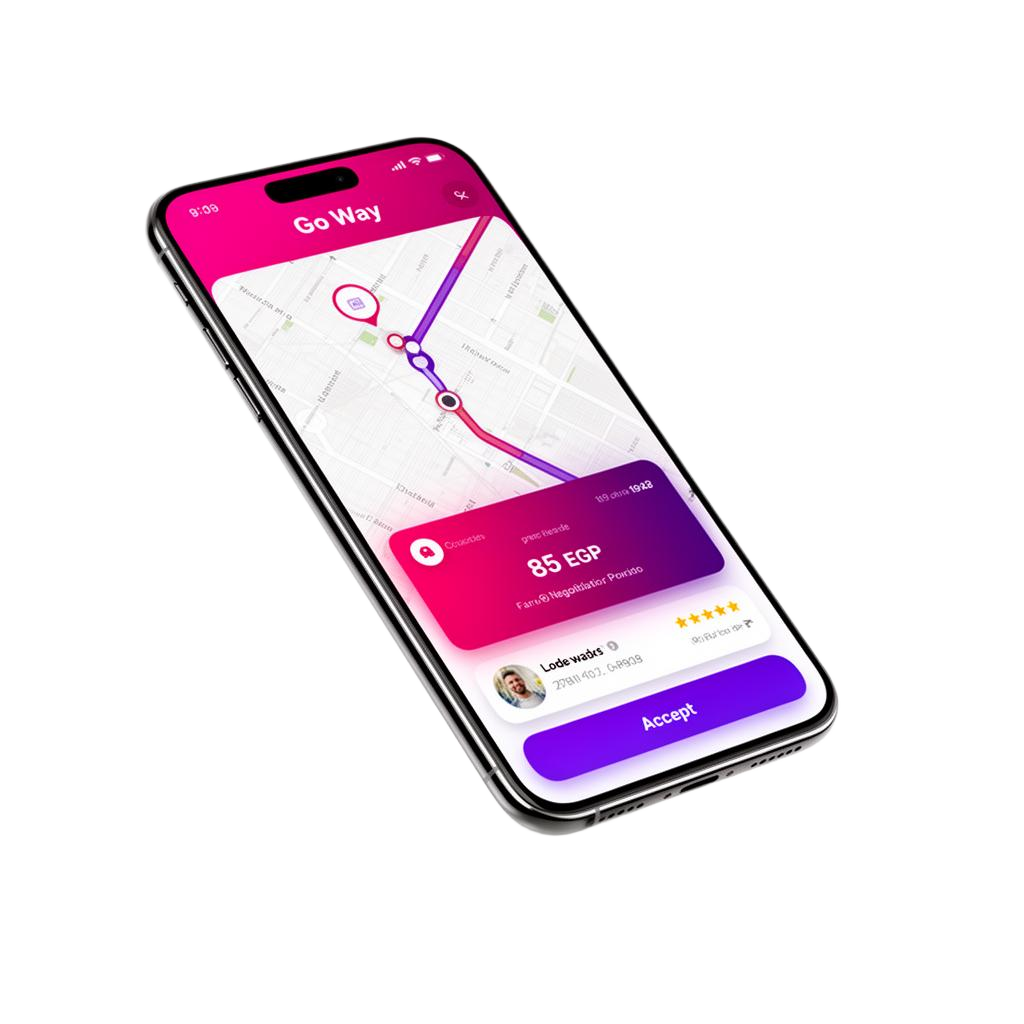 Go Way app showing live ride tracking and price negotiation